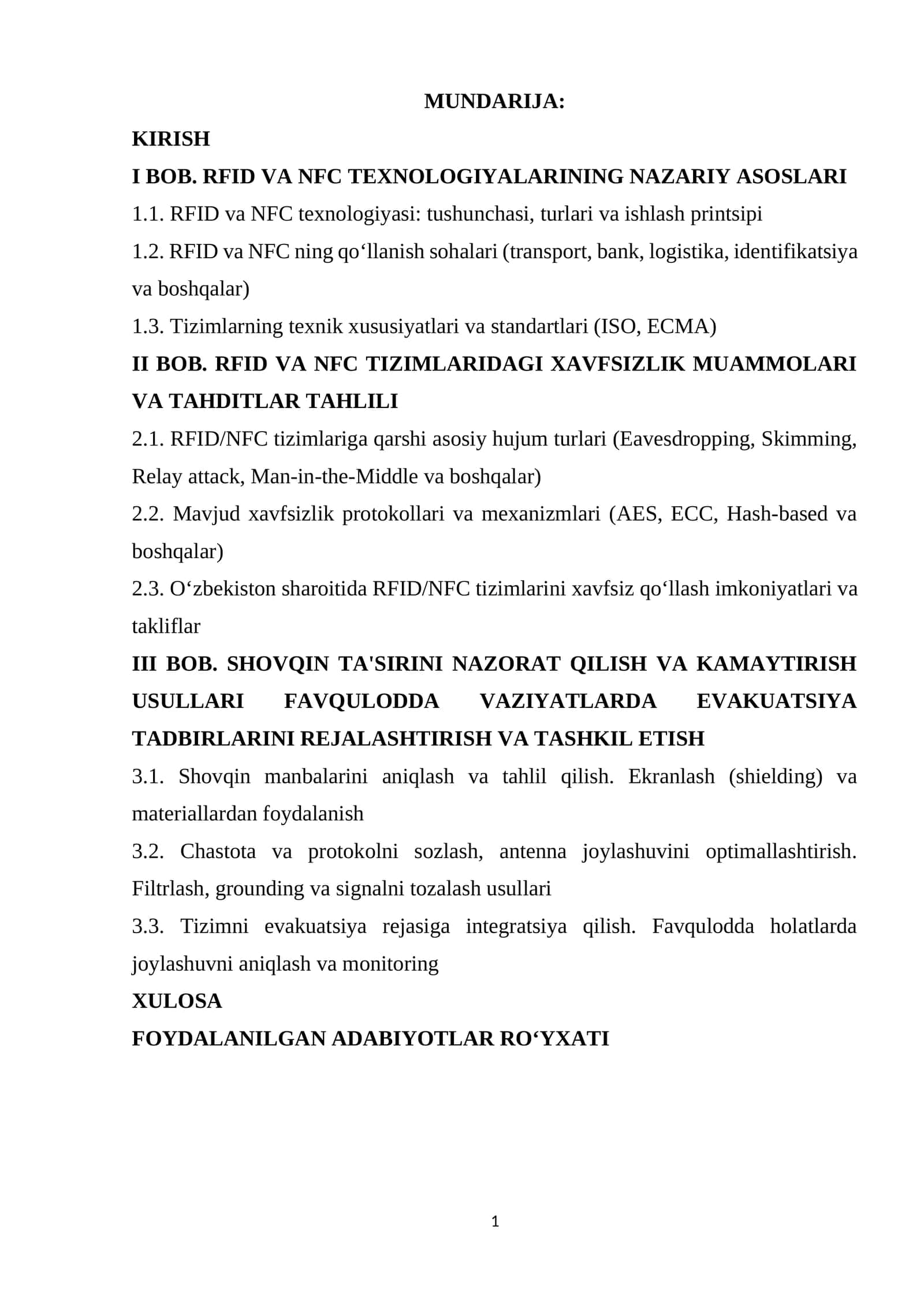 RFID va NFC asosidagi identifikatsiyalash tizimlarida xavfsizlik