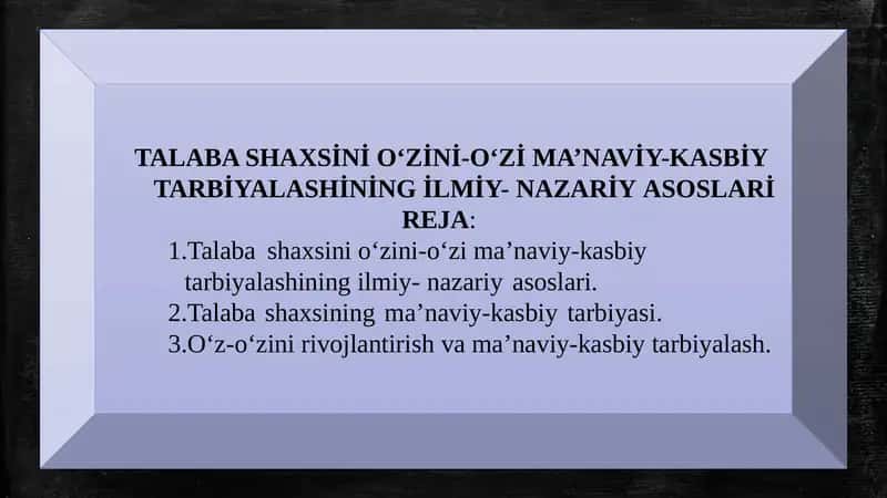 Ma’naviy-Kasbiy Tarbiya