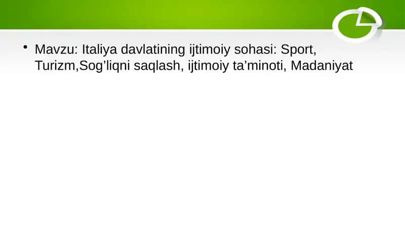 Italiya davlatining ijtimoiy sohasi