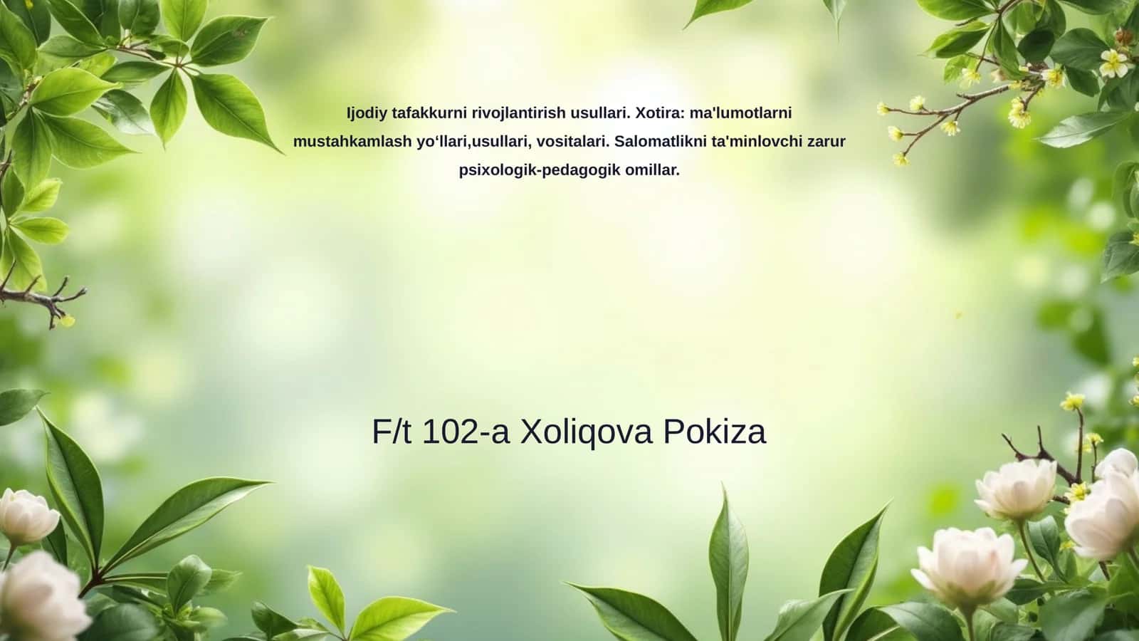 Ijodiy tafakkurni rivojlantirish usullari