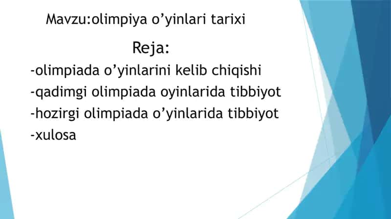 Olimpiada o'yinlari tarixi