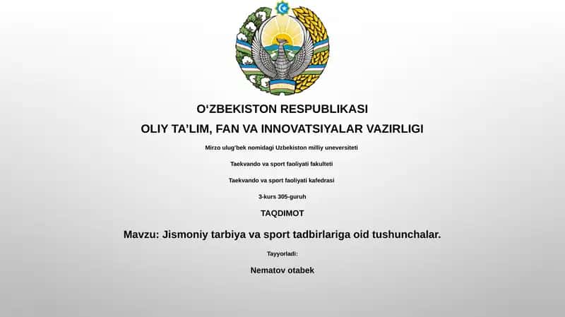 Jismoniy tarbiya tadbirlariga oid tushunchalar