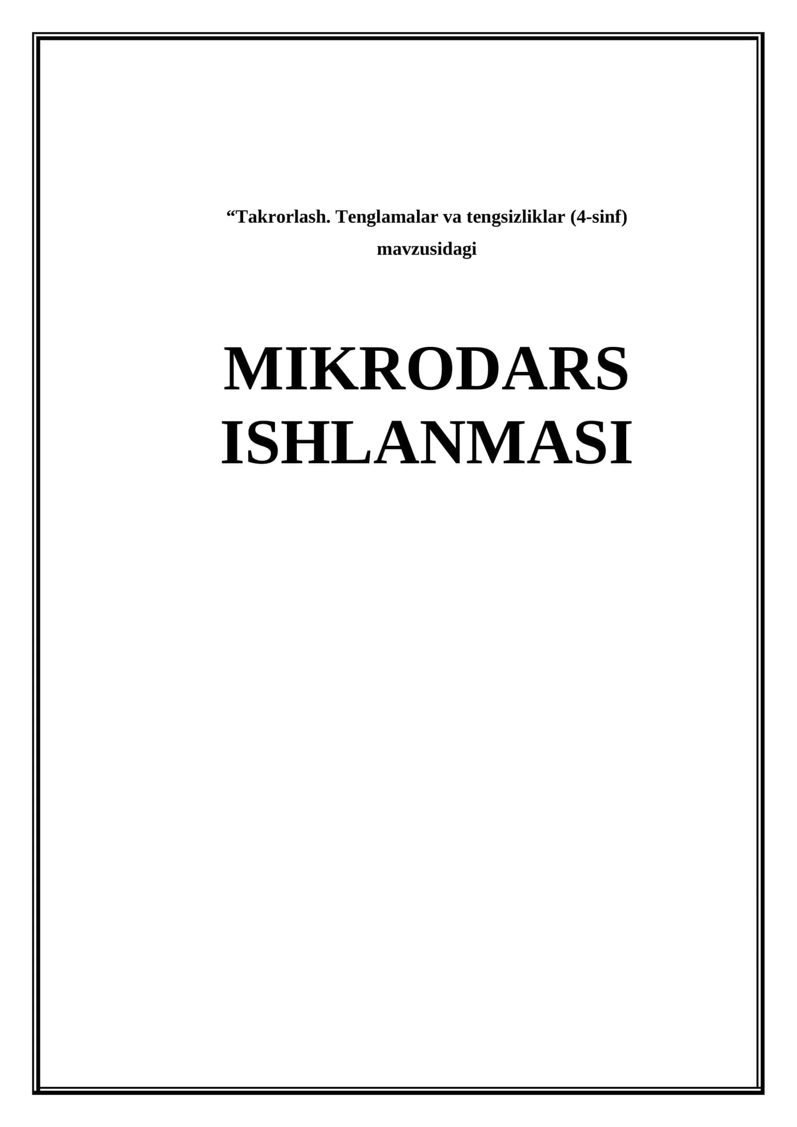 Tenglamalar va tengsizliklar