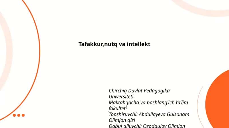 Tafakkur,nutq va intellekt