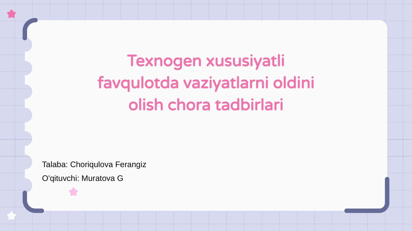 Texnogen xususiyatli favqulotda vaziyatlarni oldini olish chora tadbirlari