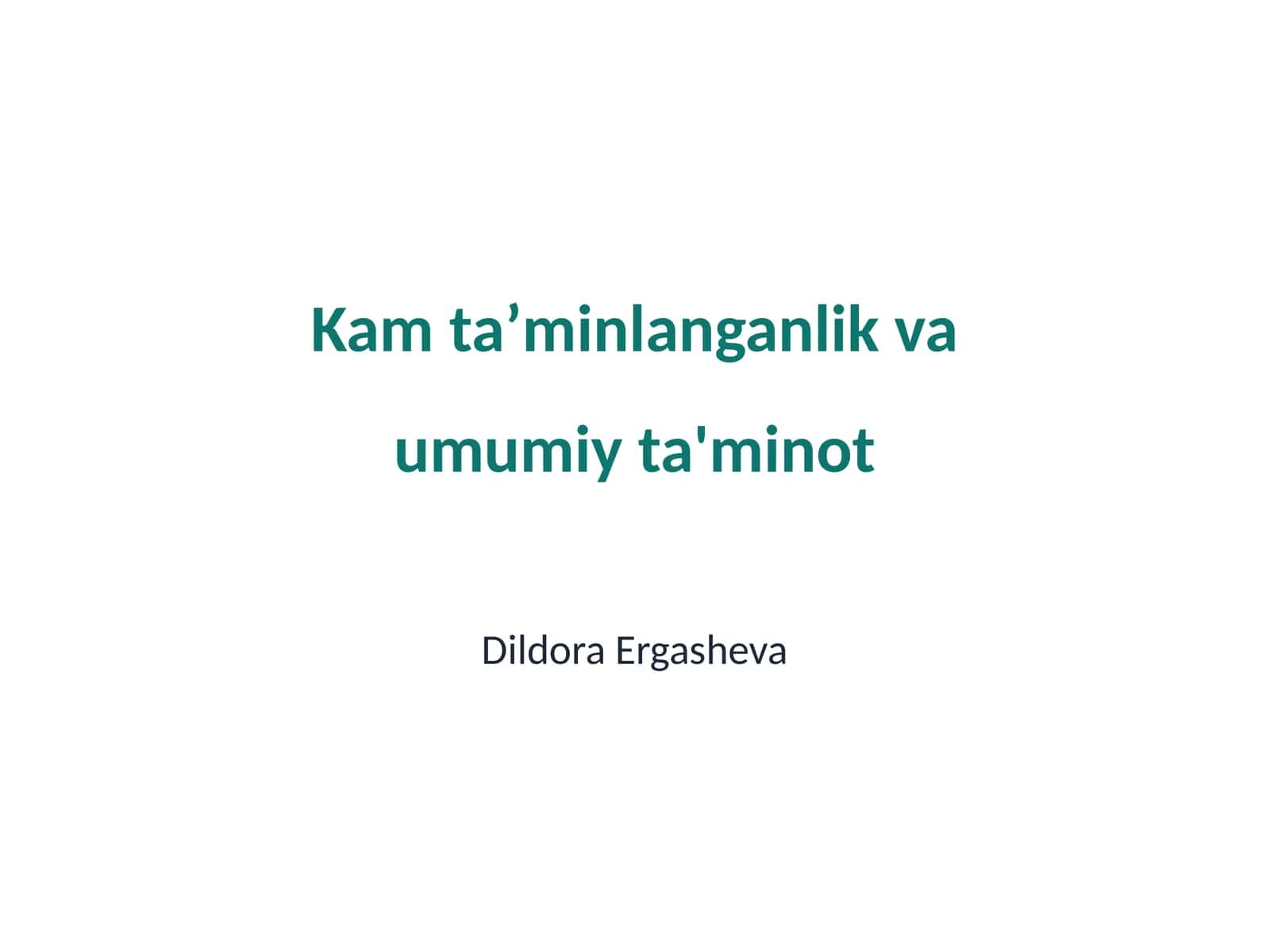 Kam ta'tminlanganlik va umumiy ta'minot