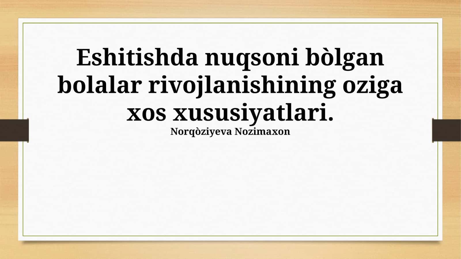 Til va nutq rivojlanishining o'ziga xos xususiyatlari