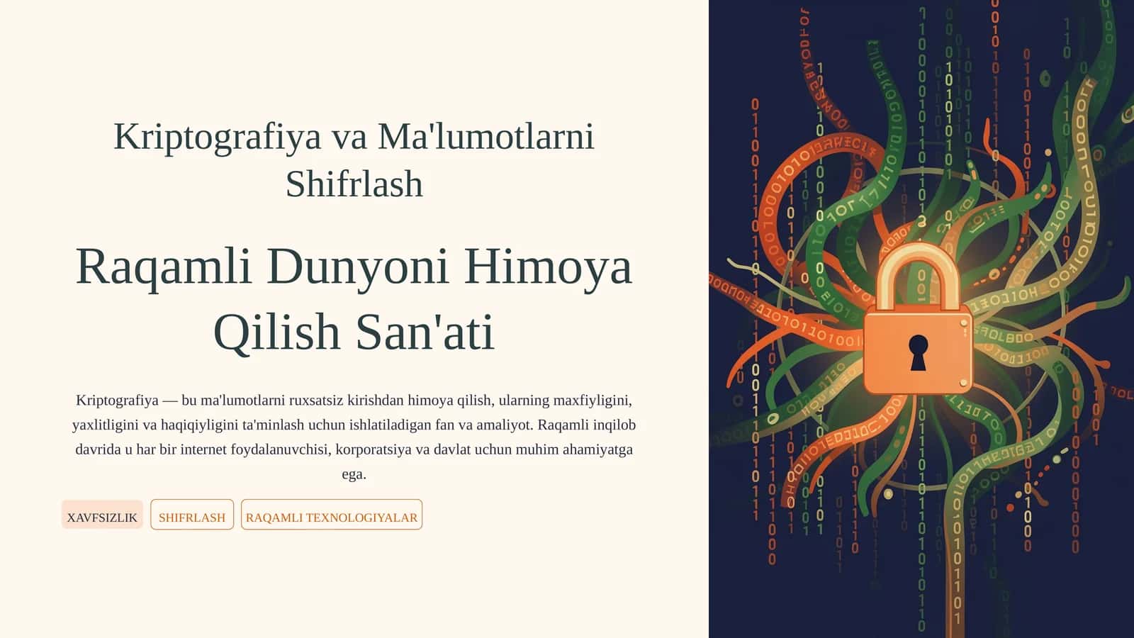 Kriptografiya va Ma'lumotlarni Shifrlash