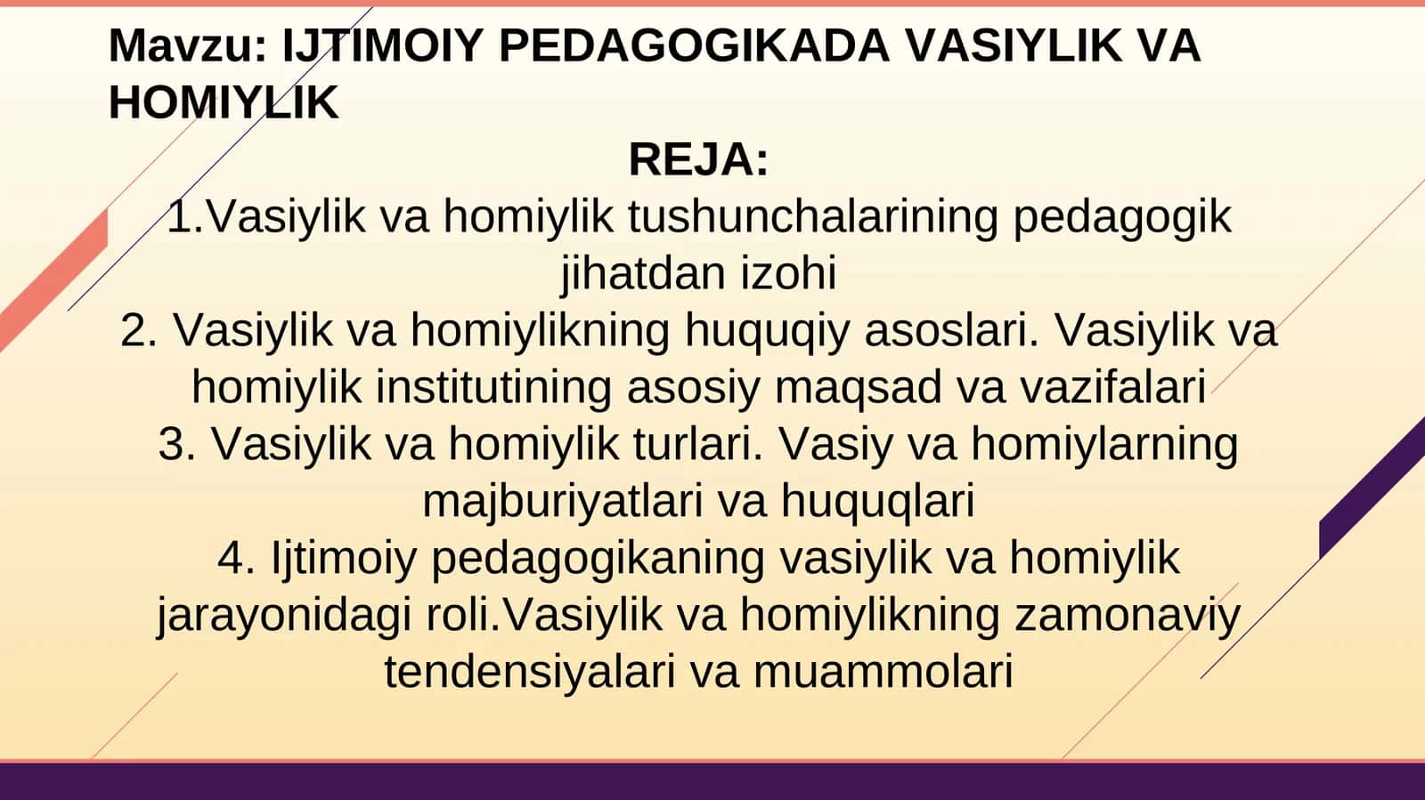 IJTIMOIY PEDAGOGIKADA VASIYLIK VA HOMIYLIK