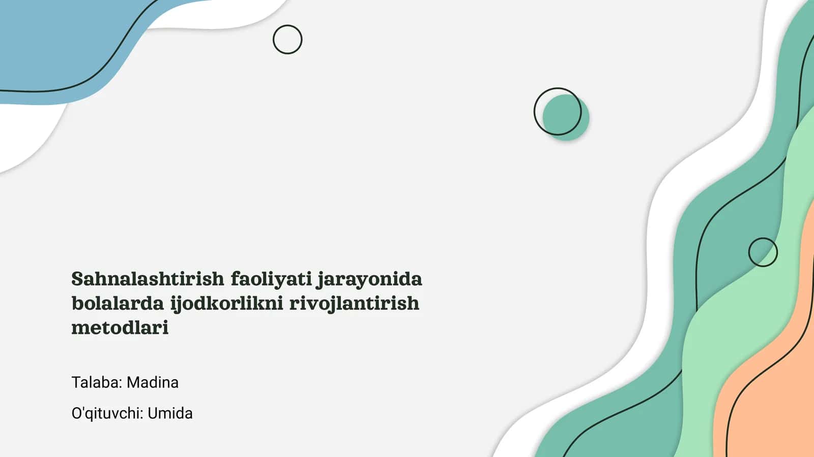 Sahnalashtirish faoliyati jarayonida bolalarda ijodkorlikni rivojlantirish metodlari