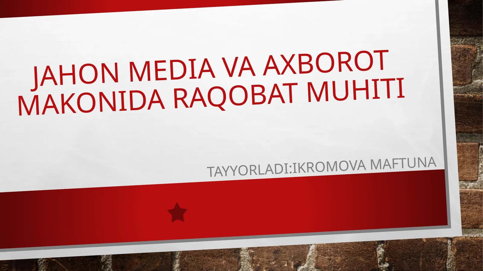 Jahon mediava axborot makoni daraqobat muhiti