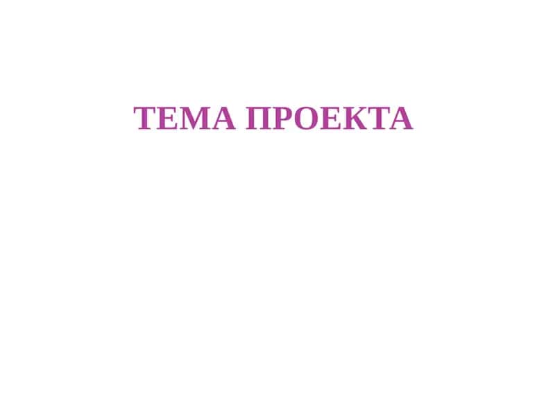 ТЕМА ПРОЕКТА