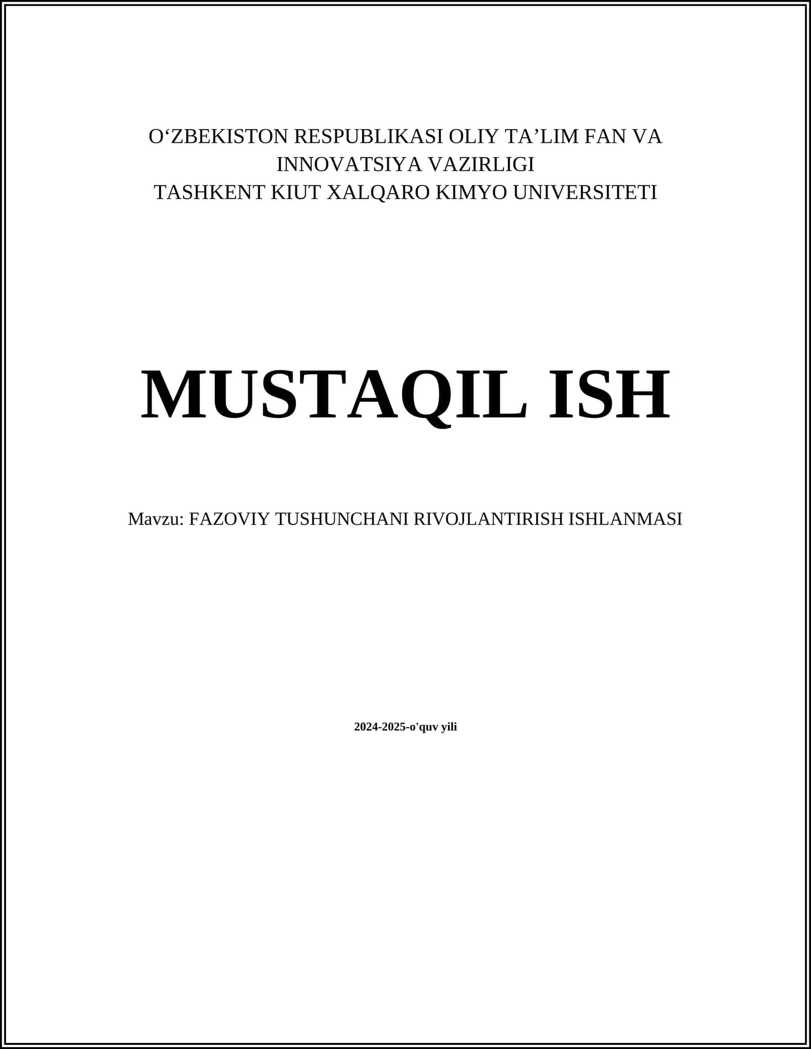 FAZOVIY TUSHUNCHANI RIVOJLANTIRISH ISHLANMASI
