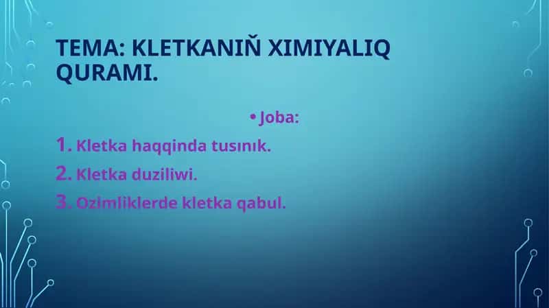 Kletkaniň ximiyaliq qurami