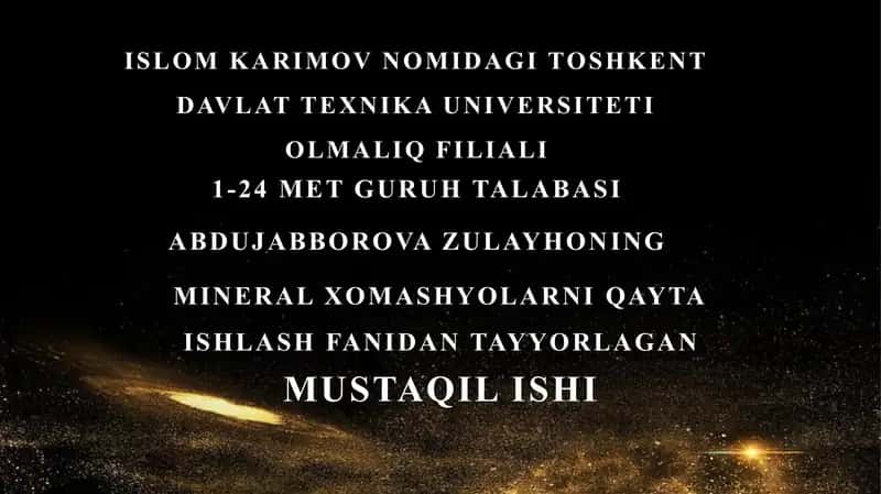 MINERALOGIYA VA GRANULOMETRIK TARKIB TAHLILI