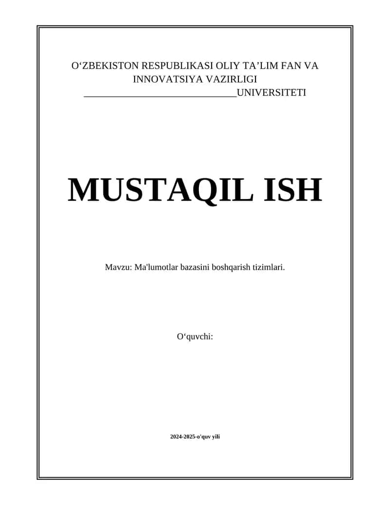 Ma'lumotlar bazasini boshqarish tizimlari