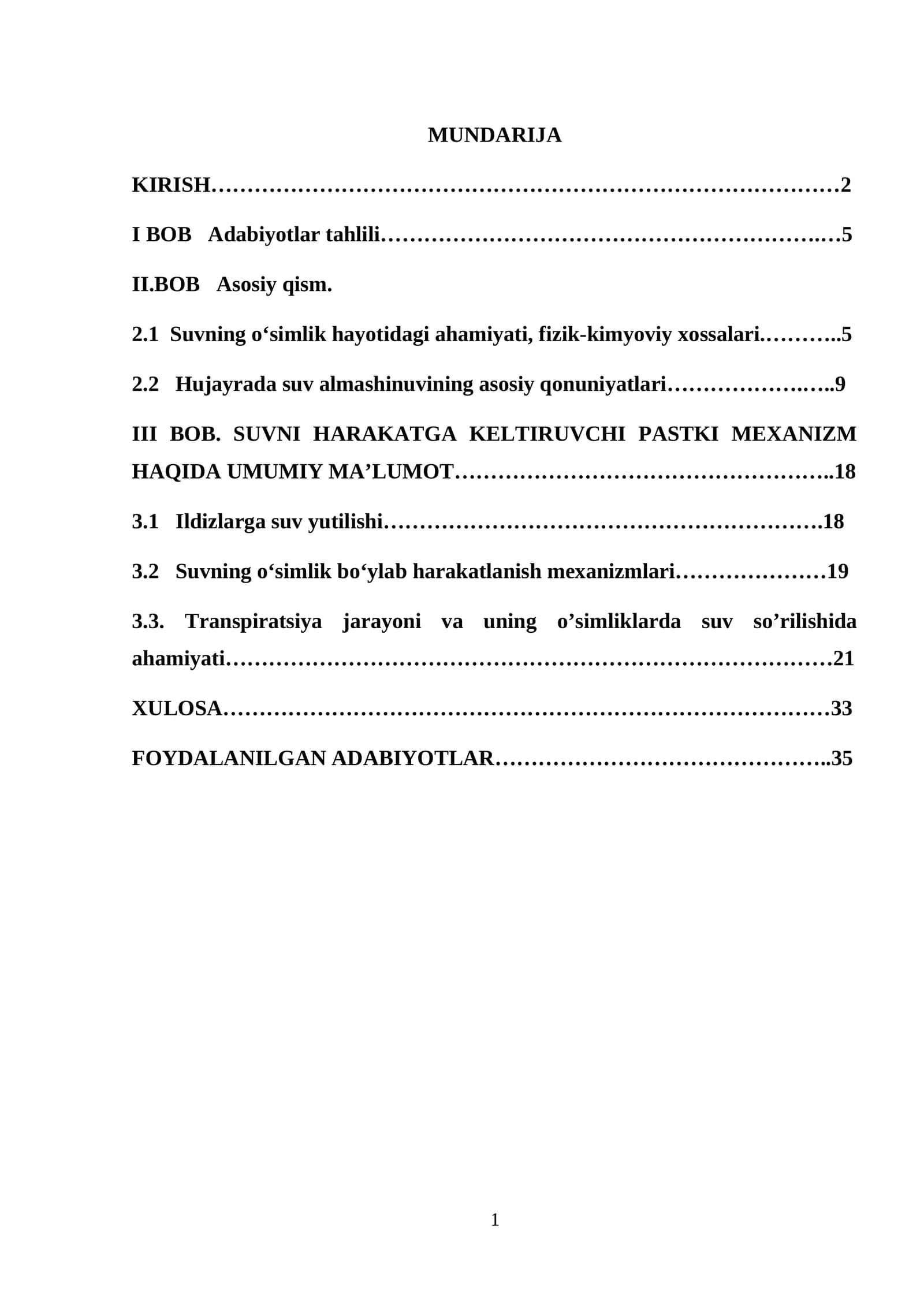 O‘simliklar hayotida suvning ahamiyati