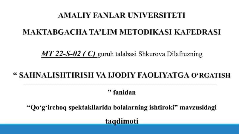 Qoʻgʻirchoq spektakllarida bolalarning ishtiroki