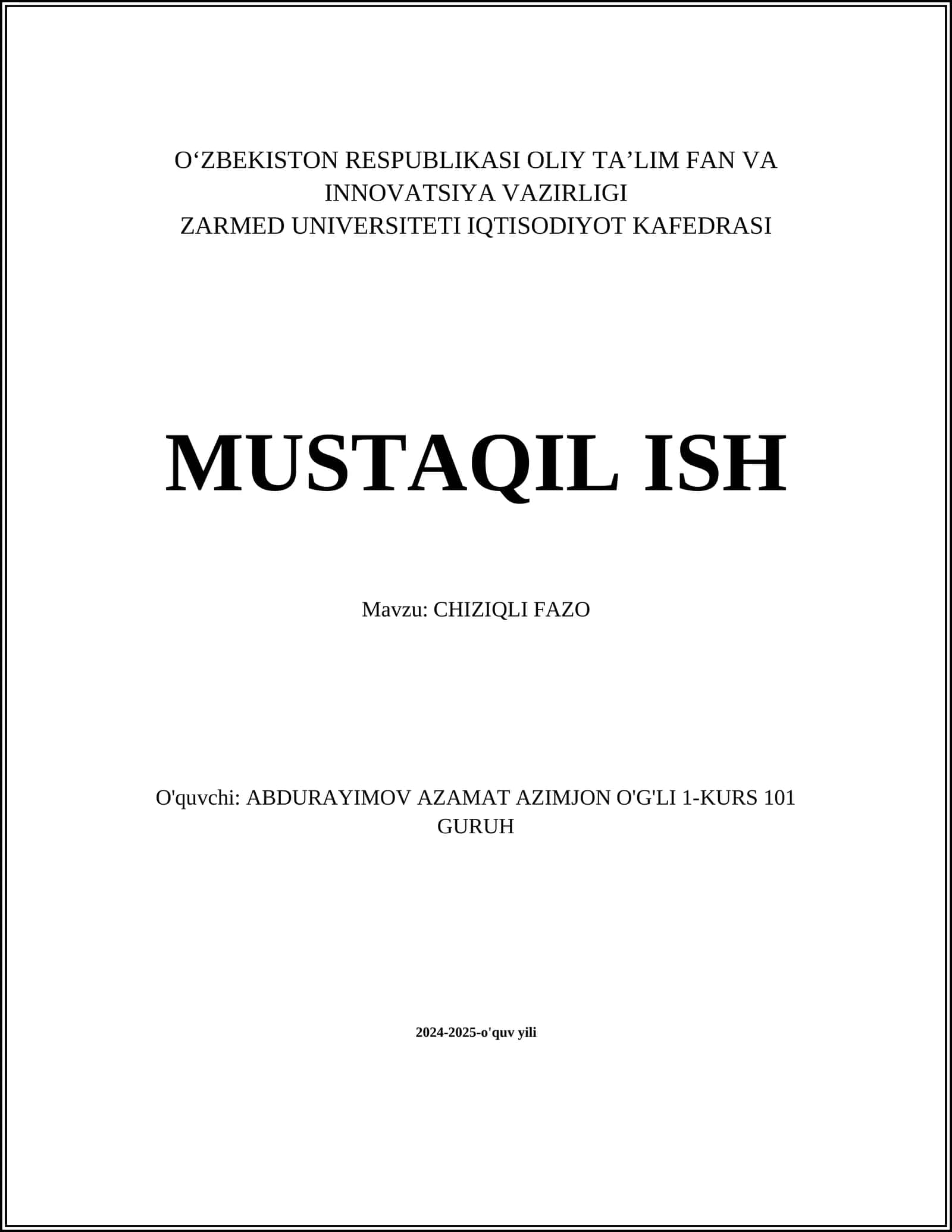 CHIZIQLI FAZO