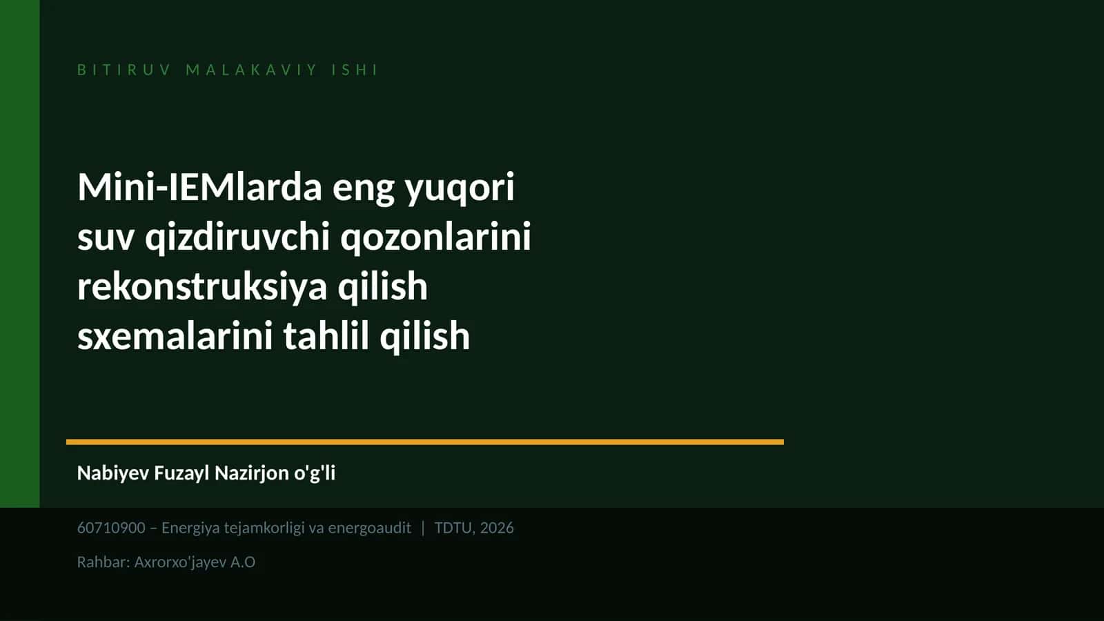 Mini-IEMlarda eng yuqori suv qizdiruvchi qozonlarini rekonstruksiya qilish sxemalarini tahlil qilish