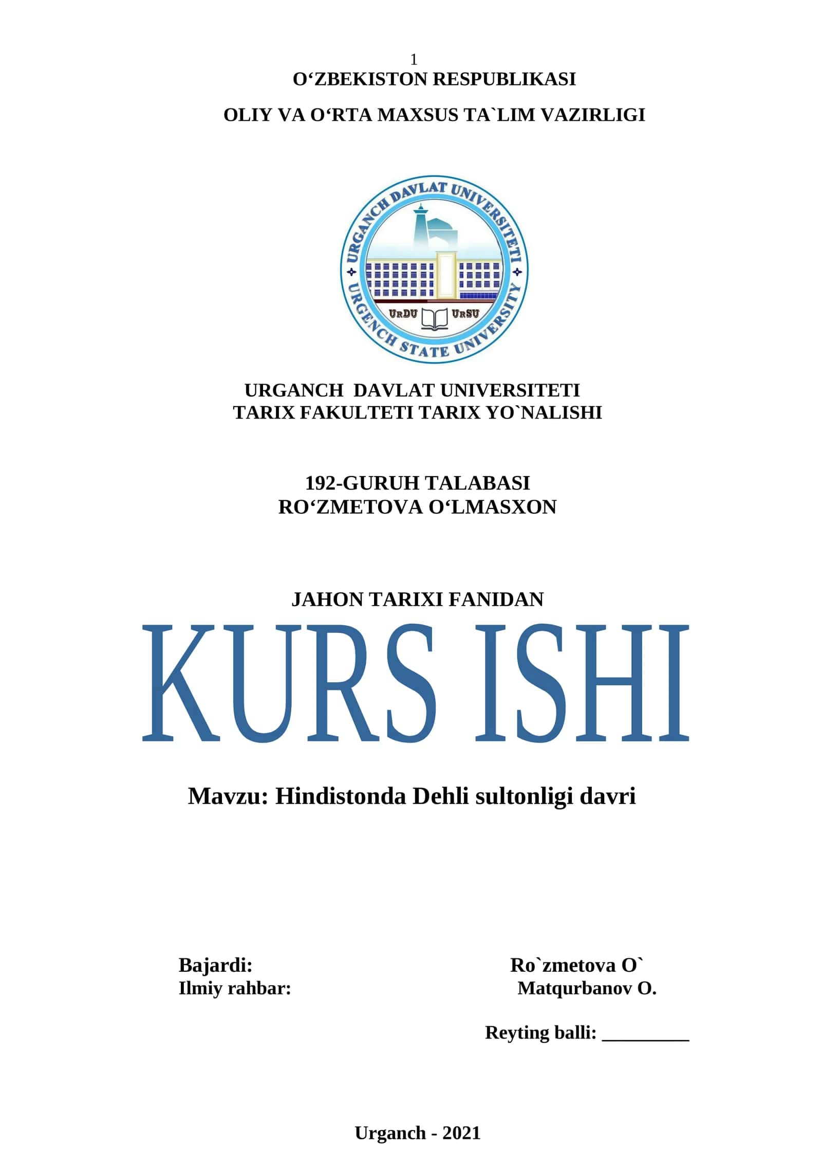 Hindistonda Dehli sultonligi davri