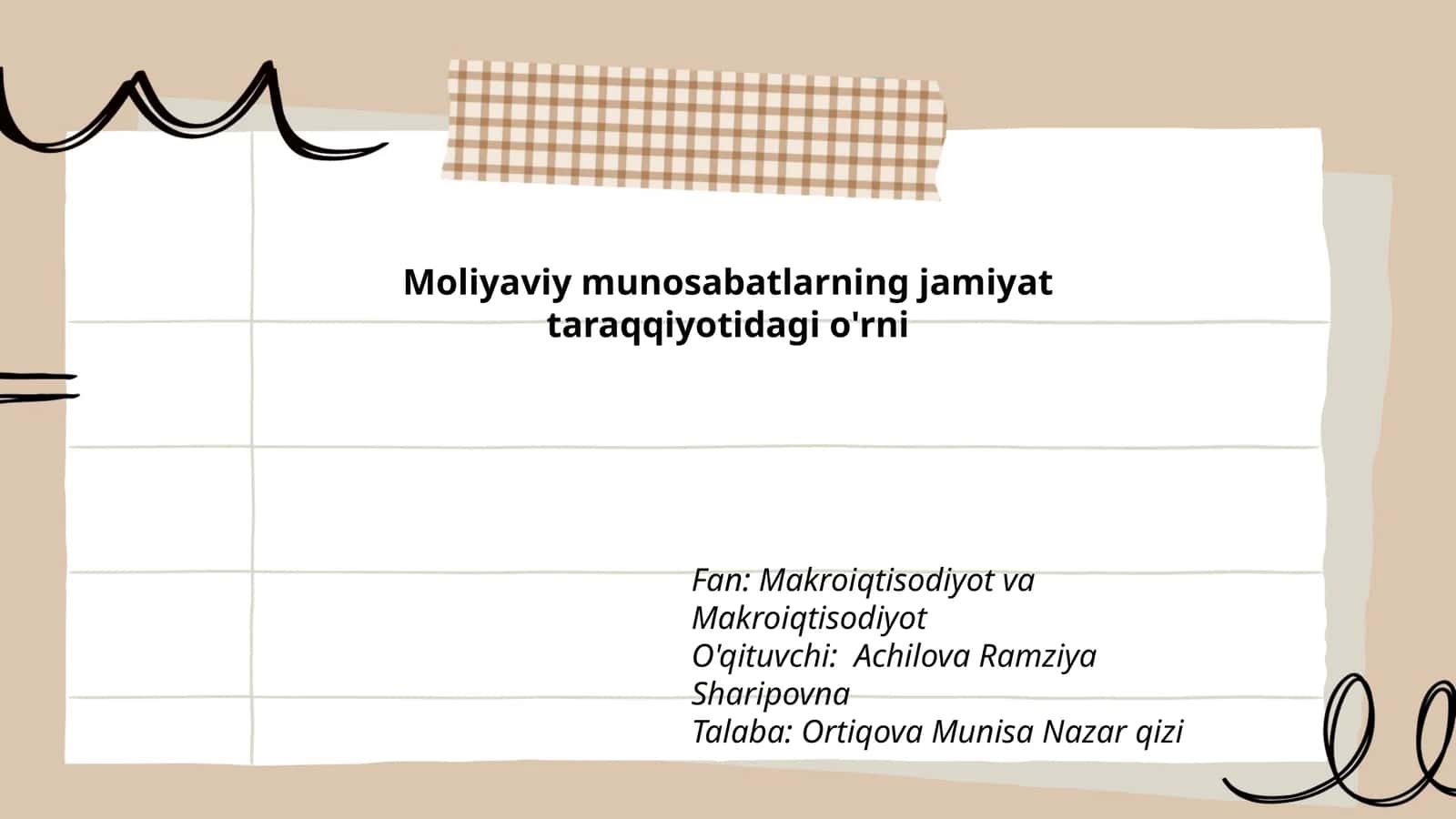Moliyaviy munosabatlarning jamiyat taraqqiyotidagi o'rni