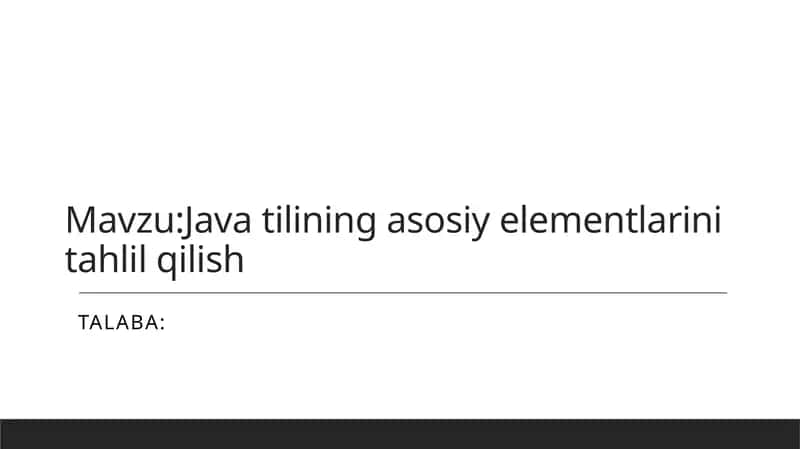 Javatiliningasosiyelementlarinitahlilqilish
