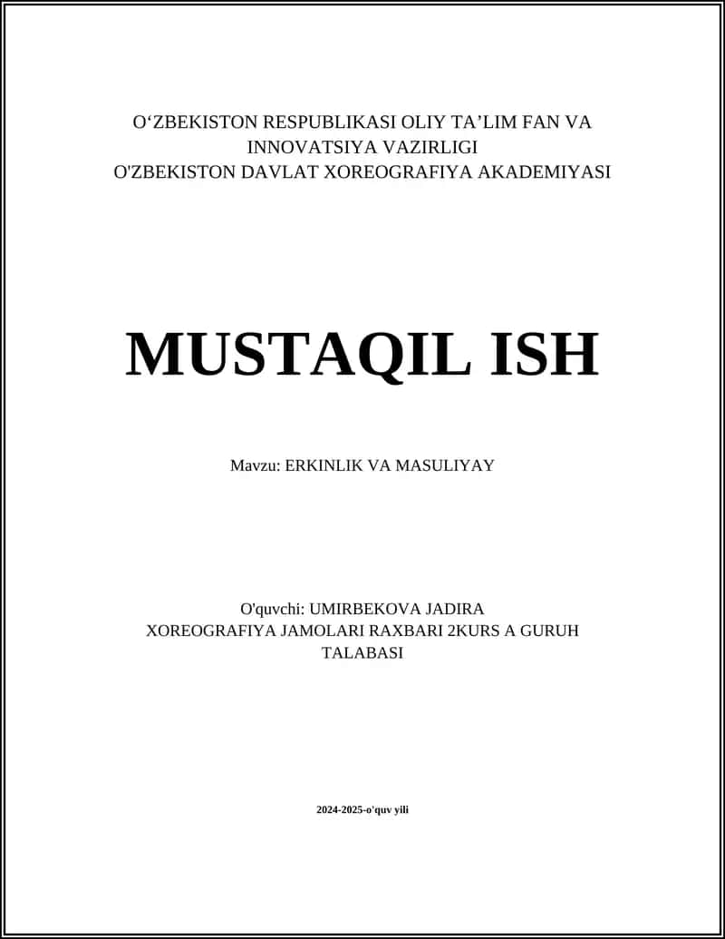 ERKINLIK VA MASULIYAY
