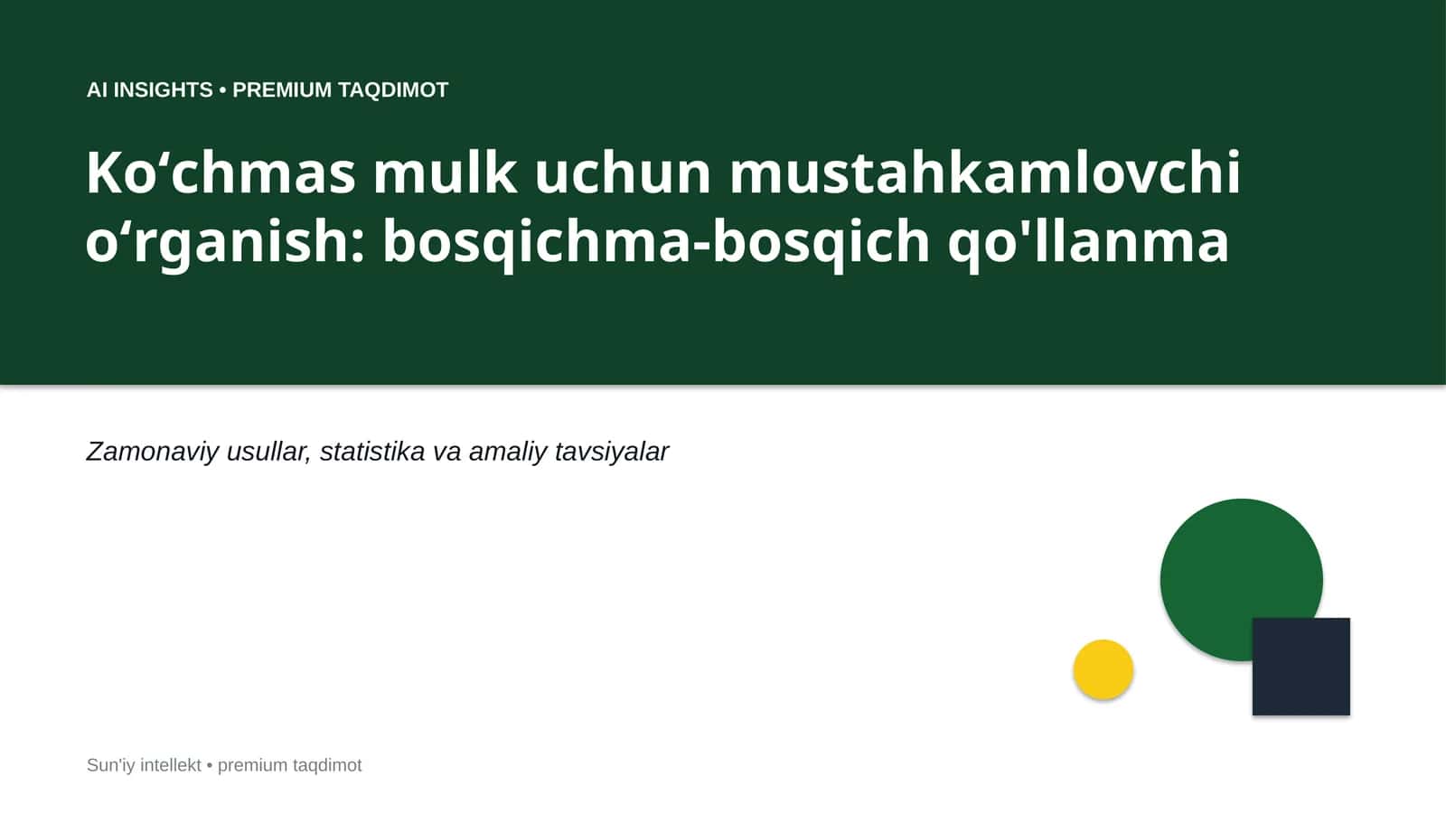 Koʻchmas mulk uchun mustahkamlovchi oʻrganish: bosqichma-bosqich qo'llanma