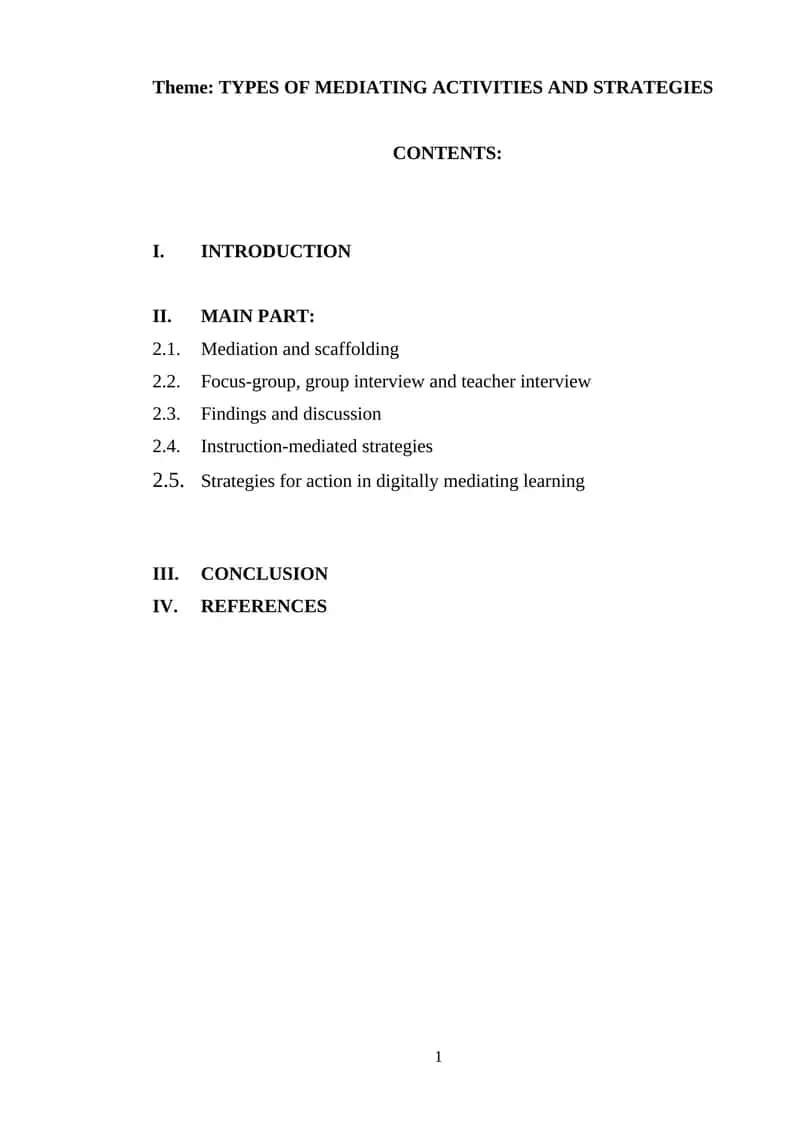 TYPES OF MEDIATING ACTIVITIES AND STRATEGIES