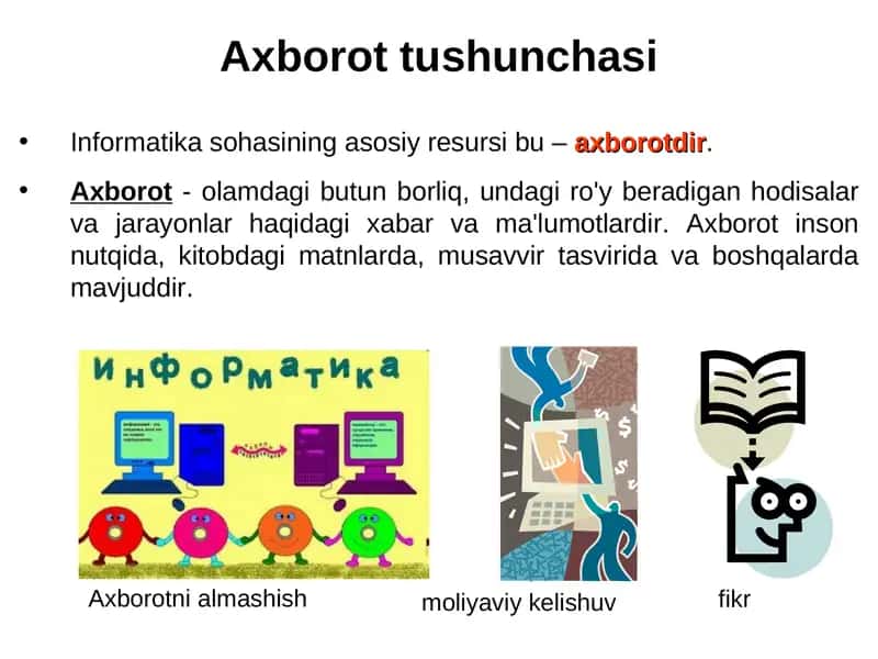 Ахbоrоtning o'lchоvi vа hаjm birliklаri