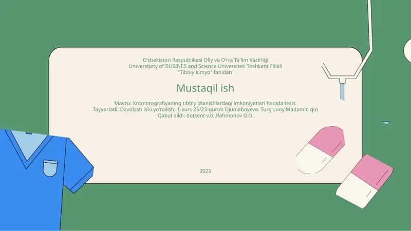 Xromotografiyaning Tibbiy Izlanishlardagi Imkoniyatlari