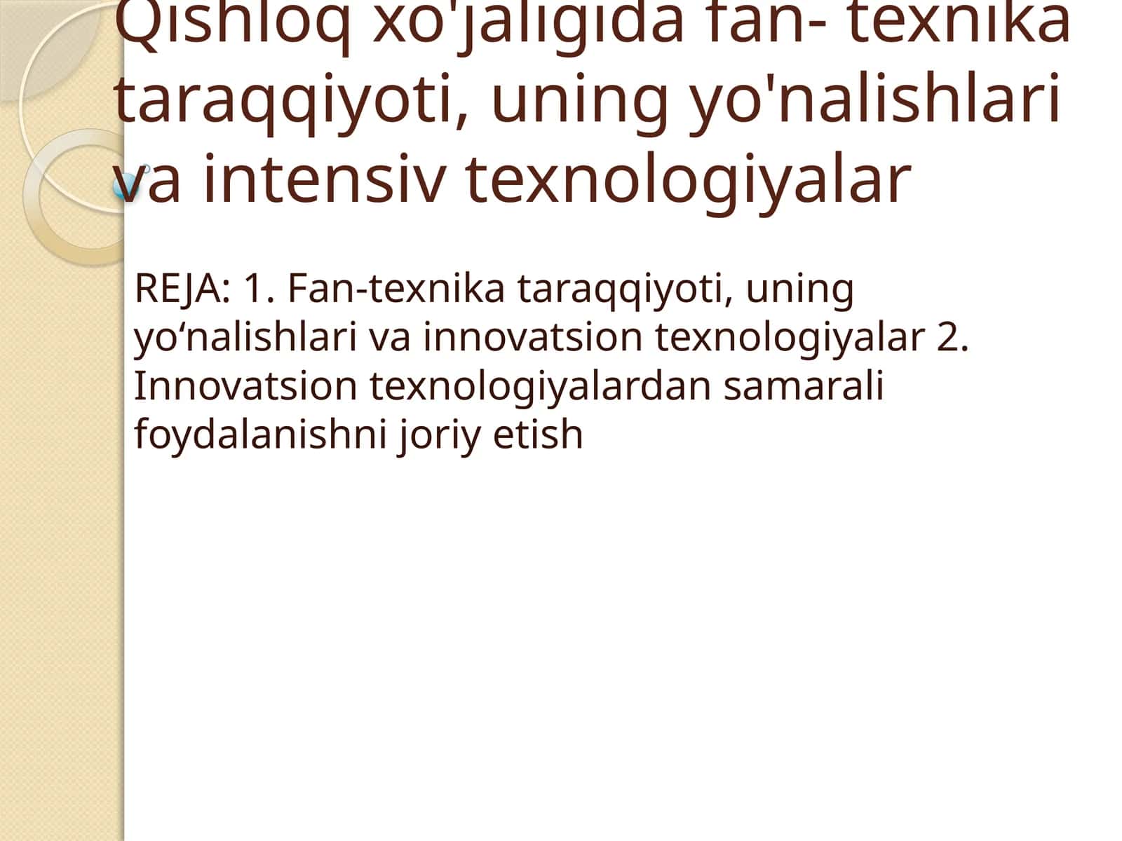 Fan-texnika taraqqiyoti va innovatsion texnologiyalar