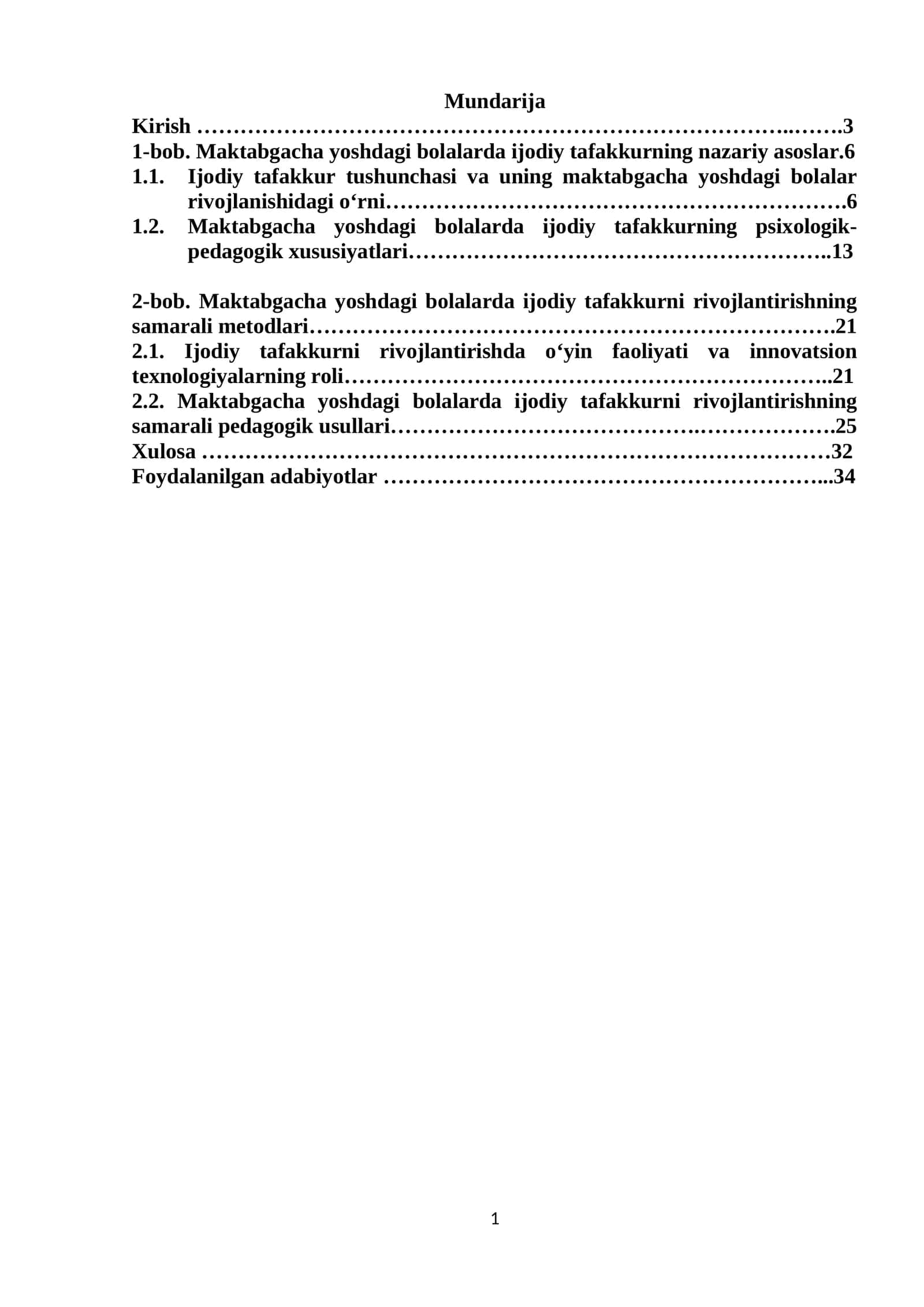 Maktabgacha yoshdagi bolalarda ijodiy tafakkurni rivojlantirish
