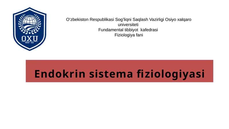 Endokrin Sistema Fiziologiyasi