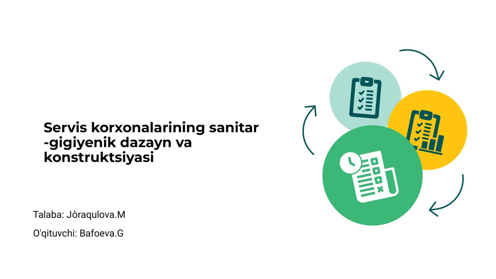 Servis korxonalarining sanitar -gigiyenik dazayn va konstruktsiyasi