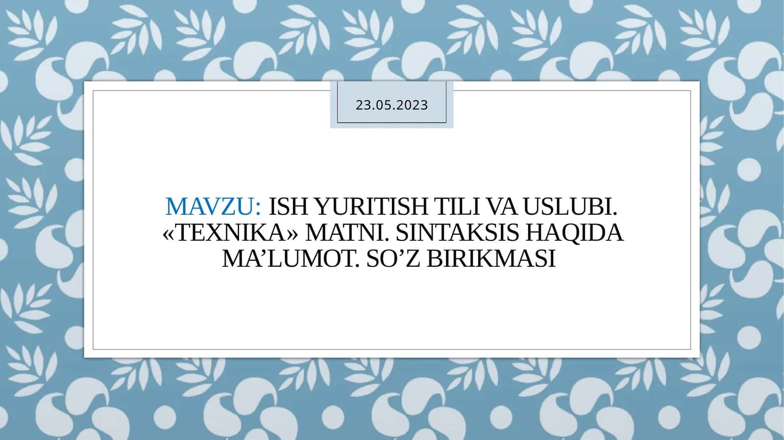 ishyuritishtili va uslubi