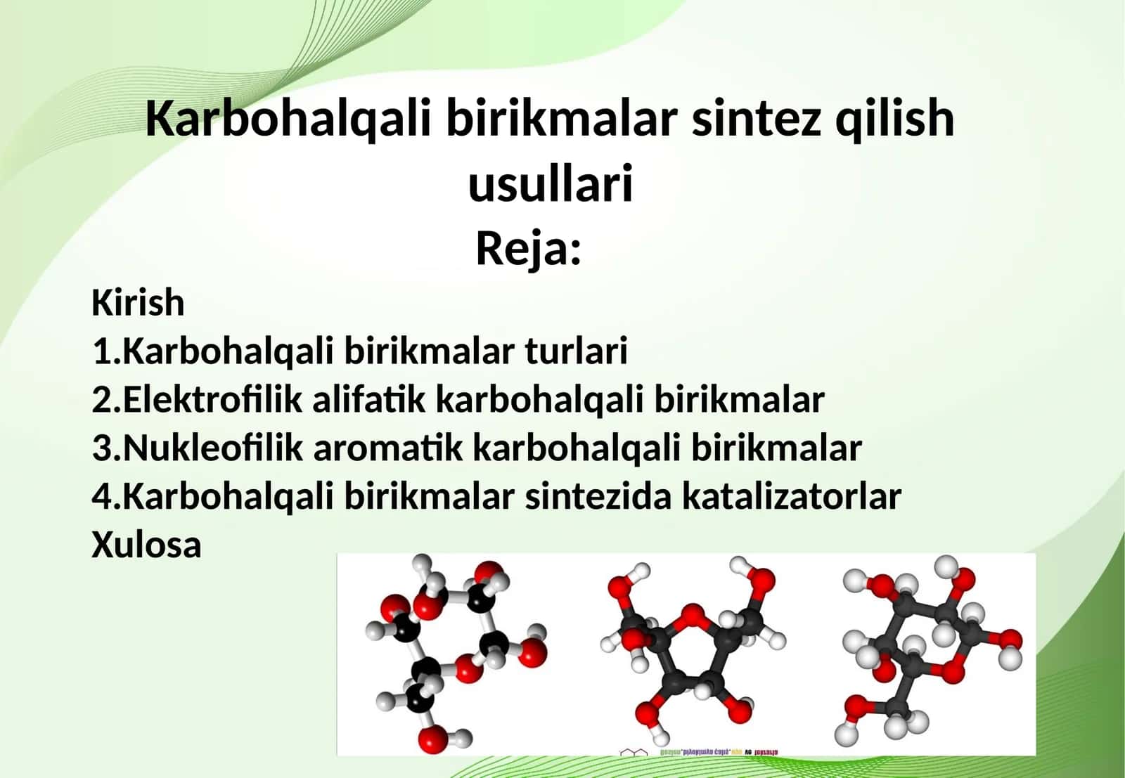 Karbohalqali birikmalar sintez qilish usullari