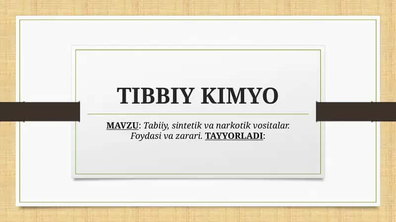 TIBBIY KIMYO