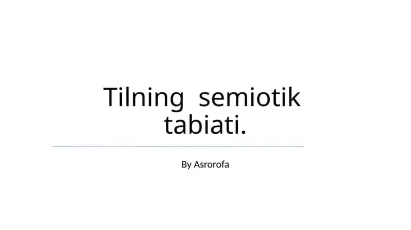 Tilning semiotik tabiati