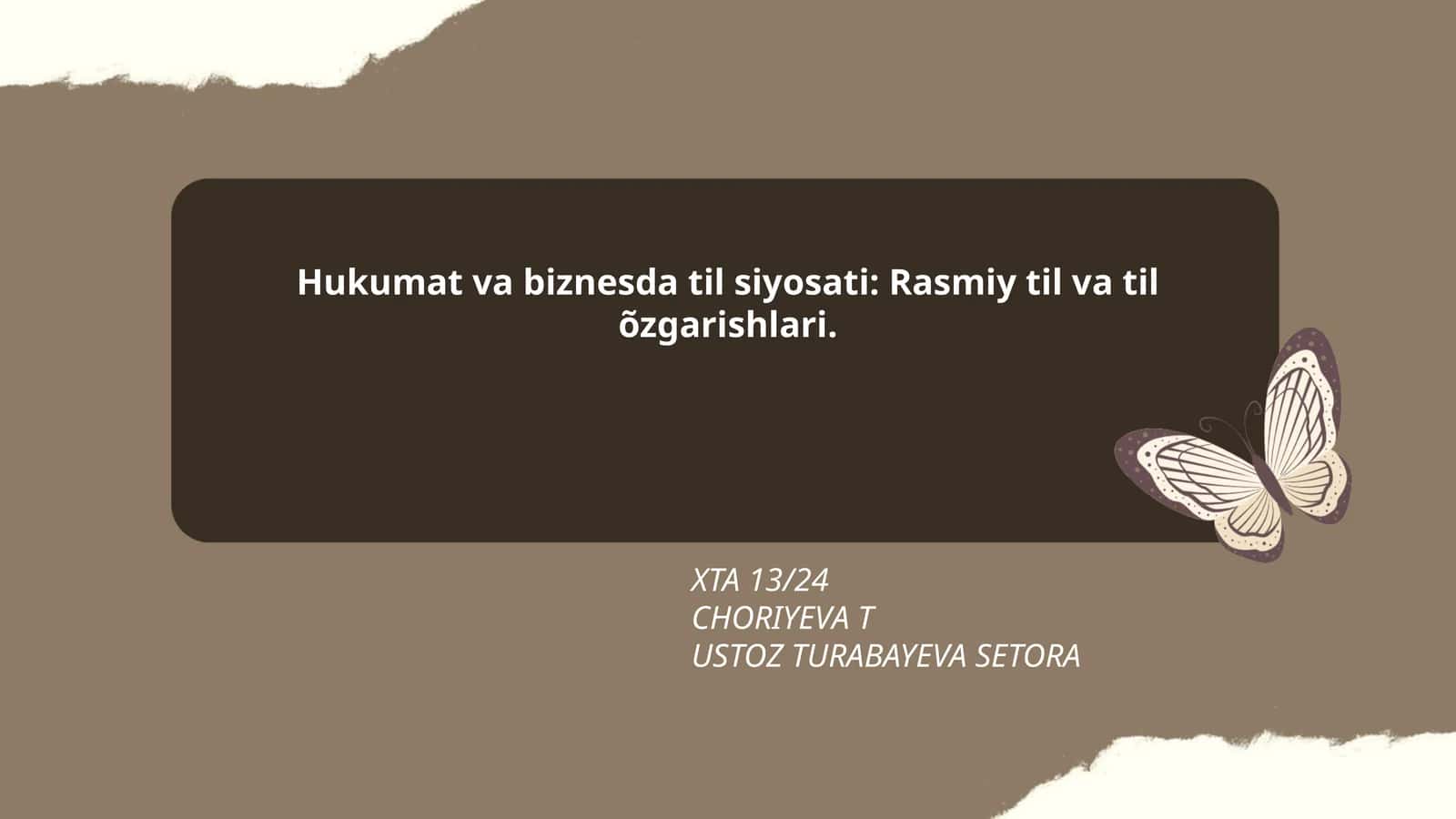 Hukumat va biznesda til siyosati: Rasmiy til va til õzgarishlari