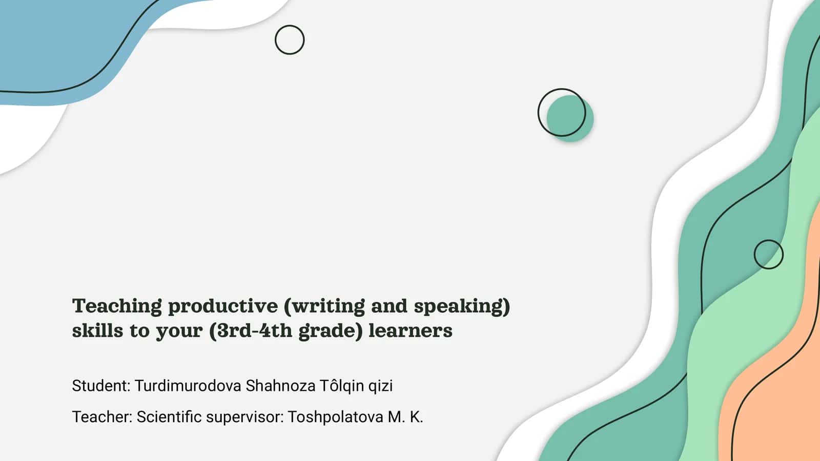 PRODUCTIVE SKILLS FOR LEARNERS