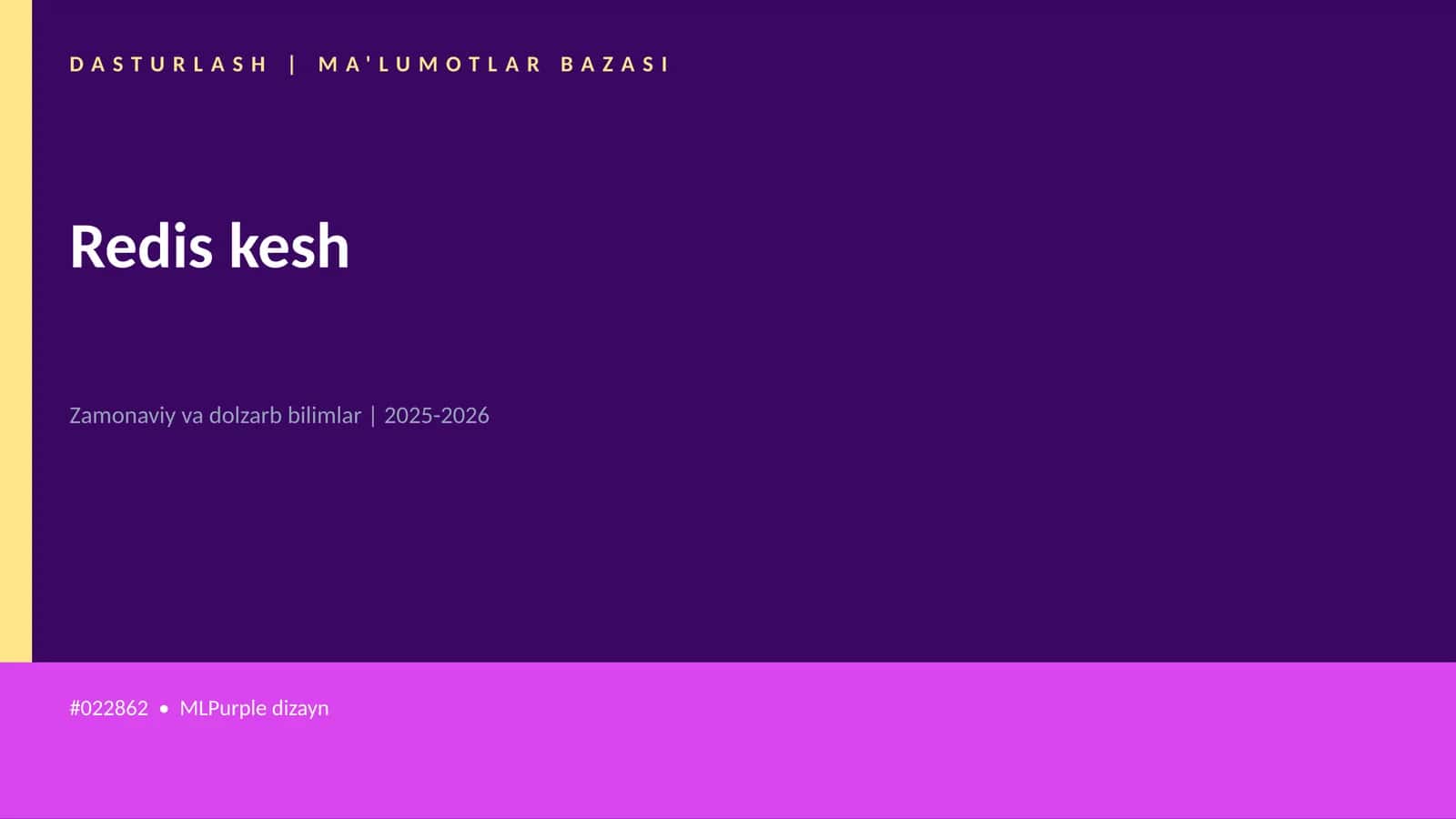 Mavzuga Kirish — Redis kesh