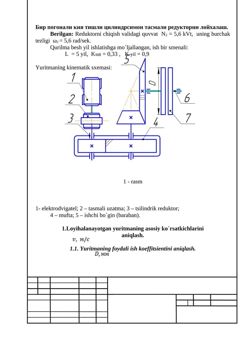 Yuritmani asosiy ko'rsatkichlarini aniqlash