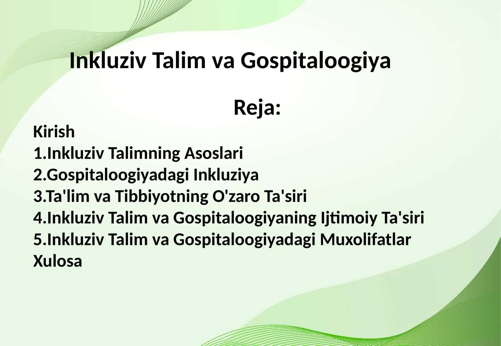 InkluzivTalim va Gospitaloogiya