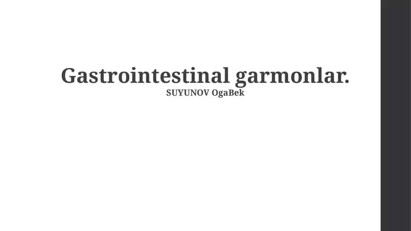 Gastrointestinal garmonlar