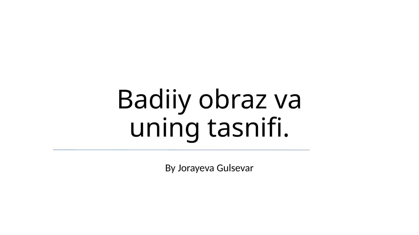 Badiiy obraz va uning tasnifi