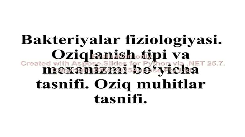 Bakteriyalar fiziologiyasi