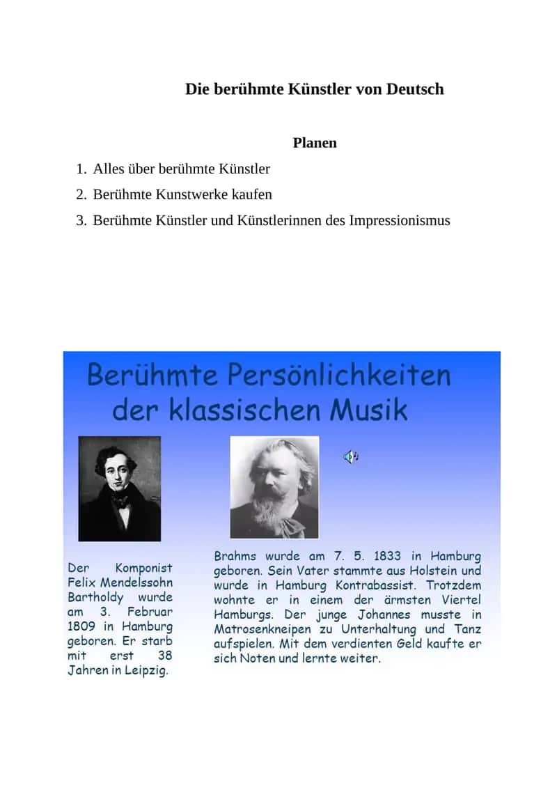 Die berühmte Künstler von Deutsch