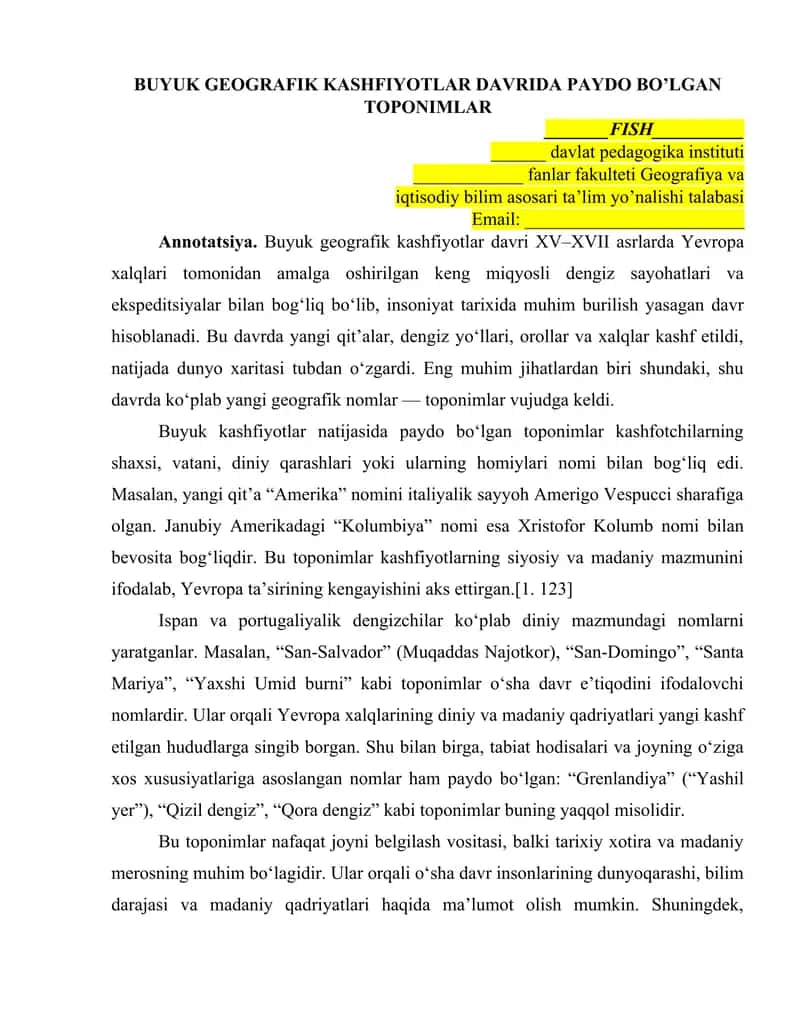 geografiya maqola